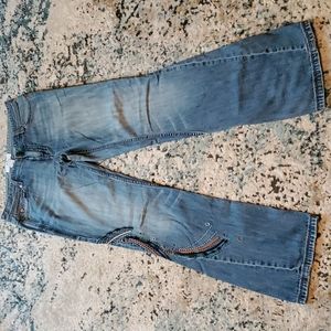 Armani Exchange straight leg blue jeans.
